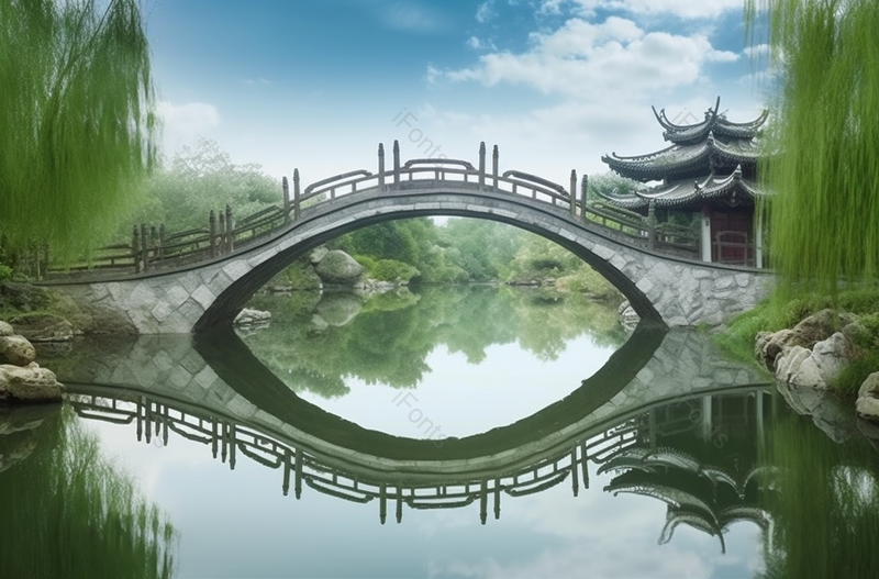 湖边园林的拱桥建筑,高清,摄影图,摄影图片,图片大全,摄影图免费下载